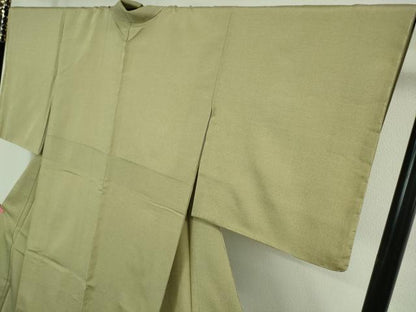 平和屋着物●極上　本塩沢　やまだ織　貝瀬テル作　白橡色地　証紙付き　逸品　未使用　DZAB4061kh6