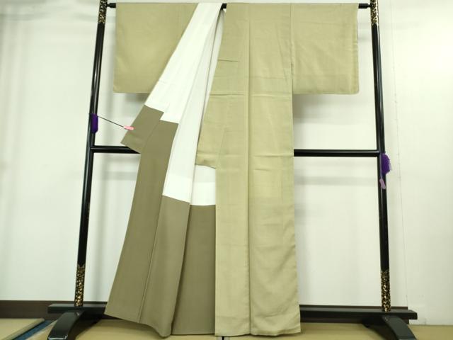 平和屋着物●極上　本塩沢　やまだ織　貝瀬テル作　白橡色地　証紙付き　逸品　未使用　DZAB4061kh6