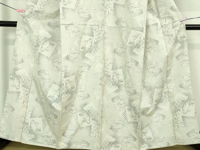 平和屋本店▽極上 本場大島紬 白大島紬 桑原織物 二代目 桑原啓之介 単衣 7マルキ 片羽白絣 飛弾の恋歌 三越扱い 証紙付き 逸品DZAB4065kh6