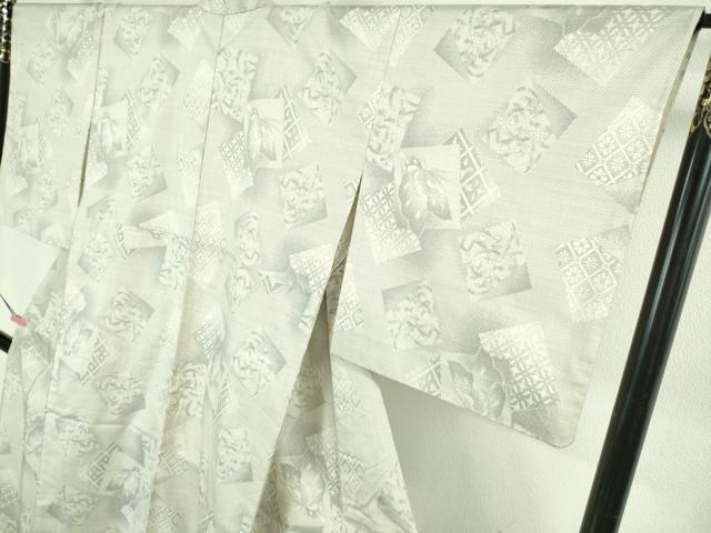 平和屋本店▽極上 本場大島紬 白大島紬 桑原織物 二代目 桑原啓之介 単衣 7マルキ 片羽白絣 飛弾の恋歌 三越扱い 証紙付き 逸品DZAB4065kh6