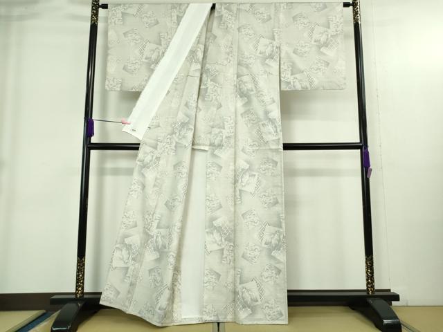 平和屋本店▽極上 本場大島紬 白大島紬 桑原織物 二代目 桑原啓之介 単衣 7マルキ 片羽白絣 飛弾の恋歌 三越扱い 証紙付き 逸品DZAB4065kh6