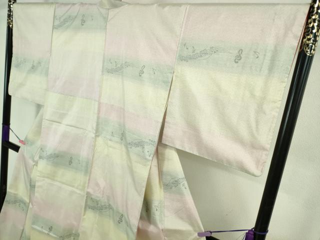 平和屋本店●極上　本場大島紬　音符　楽譜　ト音記号　逸品　DZAB4067kh6