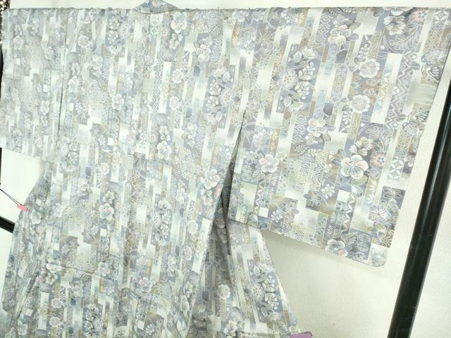 平和屋着物●極上　本場大島紬　白大島　短冊花文　やまと誂製　逸品　未使用　DZAB4072kh6