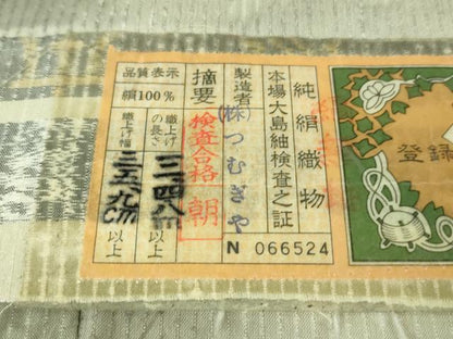平和屋着物＊極上　夏物　本場縞大島紬　訪問着　作家物　つむぎや謹製　樹林文　練色地　証紙付き　逸品　DZAB4074kh6