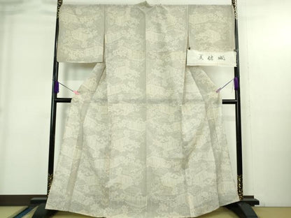 平和屋着物＊極上　夏物　結城紬　夏結城　100亀甲　雲取り屏風文　白新染織謹製　証紙付き　逸品　DZAB4075kh6