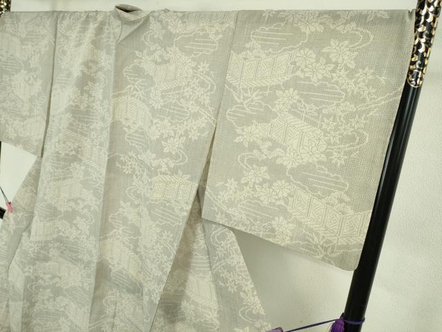 平和屋着物＊極上　夏物　結城紬　夏結城　100亀甲　雲取り屏風文　白新染織謹製　証紙付き　逸品　DZAB4075kh6