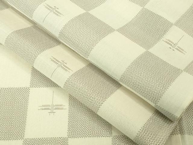 平和屋本店＊極上 夏物 本塩沢 夏塩沢 蜻蛉 トンボ 市松文様 逸品 DZAB4088kh6