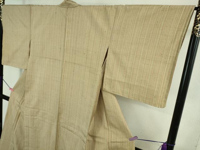 平和屋本店▽極上　伊兵衛織　工芸手織　単衣　縞　反端・たとう紙付き　逸品　未使用　DZAB4089kh6
