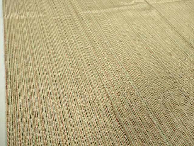 平和屋本店▽極上　伊兵衛織　工芸手織　単衣　縞　反端・たとう紙付き　逸品　未使用　DZAB4089kh6