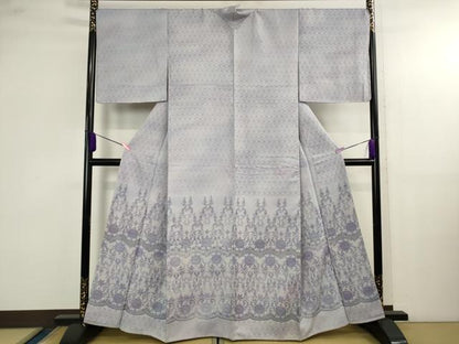平和屋本店●極上 菅原工房 菅原結作 漢方染紬 訪問着 花唐草文 暈し染め 逸品 未使用 DZAB4091kh6