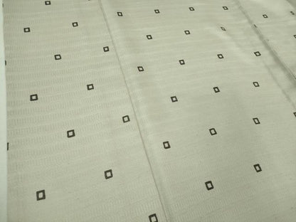 平和屋本店▽極上　京都染織メーカー・貴久樹謹製　野蚕糸　ナチュラルタッサー　単衣　灰白色地　証紙付き　ロング丈　逸品　DZAB4096kh6