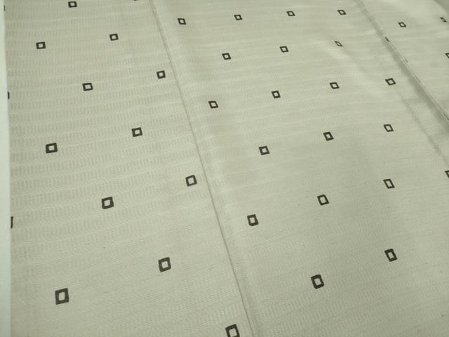 平和屋本店▽極上　京都染織メーカー・貴久樹謹製　野蚕糸　ナチュラルタッサー　単衣　灰白色地　証紙付き　ロング丈　逸品　DZAB4096kh6
