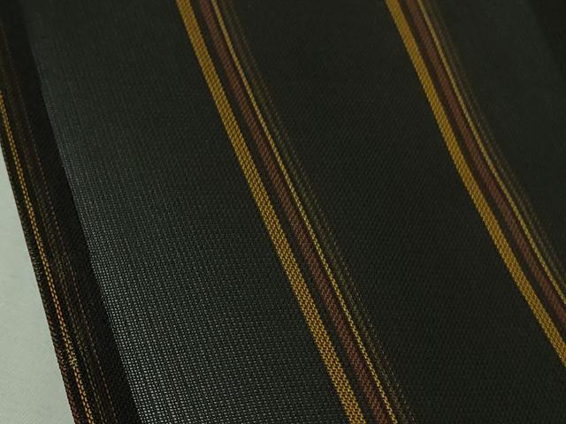 平和屋本店＊希少　夏物　本場黄八丈　夏黄八　黒八丈　紗紬　縞　逸品　DZAB4099kh6