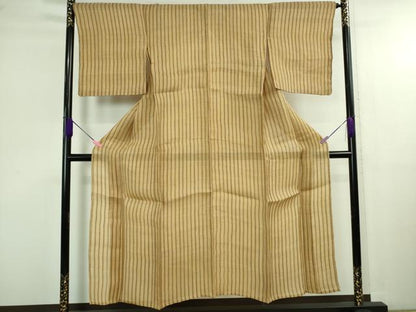 平和屋本店＊極上　夏物　芭蕉布　手積み芭蕉糸100％　縞　逸品　未使用　DZAB4107kh6