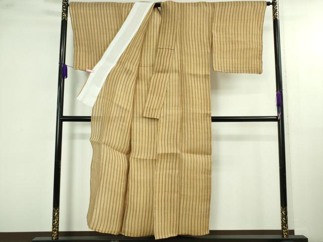 平和屋本店＊極上　夏物　芭蕉布　手積み芭蕉糸100％　縞　逸品　未使用　DZAB4107kh6
