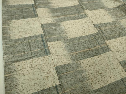 平和屋着物●極上　ぜんまい紬　市松文様　逸品　DZAB4110kh6