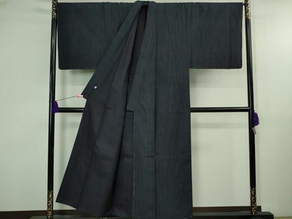 平和屋本店●極上 男性 紬 キングサイズ 濃藍色 逸品 未使用 DZAB4114kh6