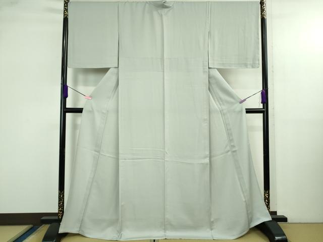 平和屋本店▽極上　京都染織メーカー・貴久樹謹製　天然繭　エンディシルク　紬　単衣　灰青色　証紙付き　逸品　未使用　DZAB4116kh6