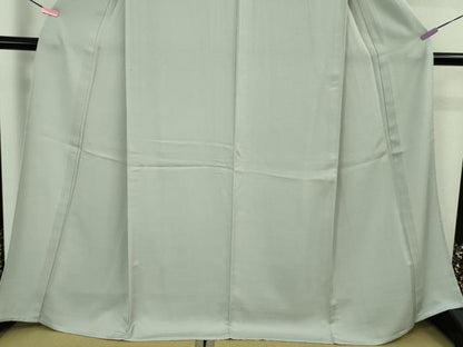 平和屋本店▽極上　京都染織メーカー・貴久樹謹製　天然繭　エンディシルク　紬　単衣　灰青色　証紙付き　逸品　未使用　DZAB4116kh6
