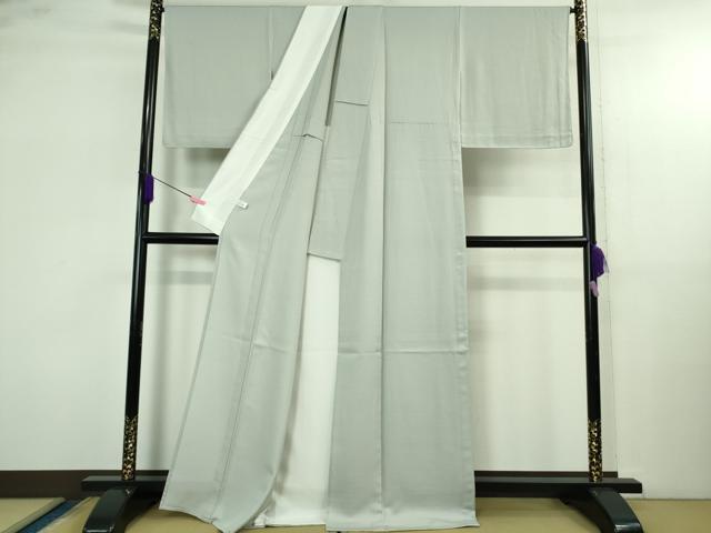 平和屋本店▽極上　京都染織メーカー・貴久樹謹製　天然繭　エンディシルク　紬　単衣　灰青色　証紙付き　逸品　未使用　DZAB4116kh6