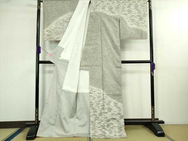 平和屋着物●極上　二代目 川村久太郎　本場縞大島紬　訪問着　宮脇兼太郎作　草葉文　ますいわ屋扱い　証紙付き　逸品　DZAB4122kh6