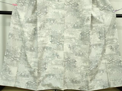 平和屋着物●極上　本場大島紬　白大島　7マルキ　人物風景花文　逸品　DZAB4123kh6