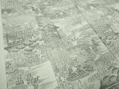 平和屋着物●極上　本場大島紬　白大島　7マルキ　人物風景花文　逸品　DZAB4123kh6