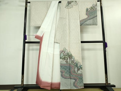 平和屋本店●極上　名門　藤娘きぬたや・総絞り　訪問着　樹林文　逸品　未使用　DZAB4127kh6