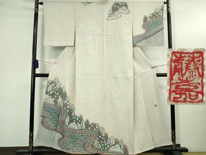 平和屋本店●極上　名門　藤娘きぬたや・総絞り　訪問着　樹林文　逸品　未使用　DZAB4127kh6