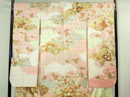 平和屋本店●極上　振袖　吉澤友禅　駒刺繍　雲取り吉祥花文　金彩　逸品　DZAB4131kh6