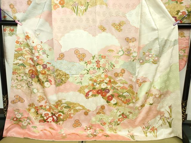 平和屋本店●極上　振袖　吉澤友禅　駒刺繍　雲取り吉祥花文　金彩　逸品　DZAB4131kh6