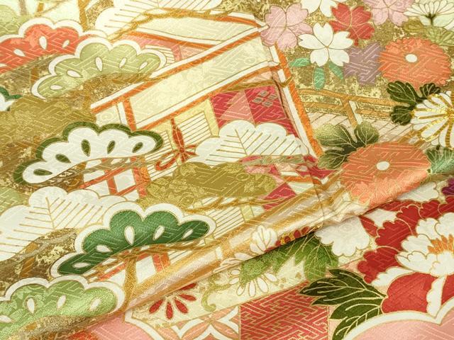 平和屋本店●極上　振袖　吉澤友禅　駒刺繍　雲取り吉祥花文　金彩　逸品　DZAB4131kh6