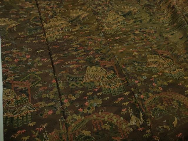 平和屋本店●極上　中国三大刺繍　スワトウ刺繍　汕頭刺繍　相良刺繍　総刺繍　訪問着　渡橋風景　暈し染め　金糸　逸品　DZAB4132kh6