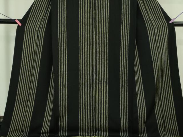 平和屋着物●極上　小紋　絞り染め　間道　黒地　逸品　DZAB4133kh6