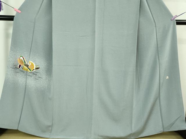 平和屋本店●極上 人間国宝・羽田登喜男 訪問着 鴛鴦 たたき染め 薄い舛花色地 金銀彩 逸品 DZAB4134kh6