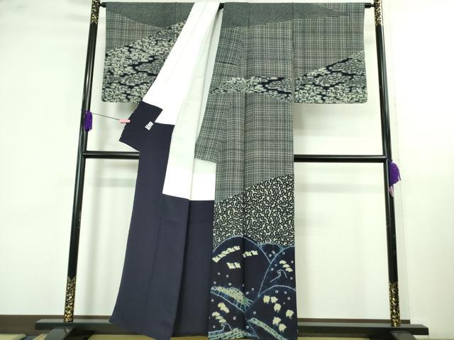 平和屋本店●極上 藍香房 訪問着 天然藍染 立波に千鳥 笹竹 ふくら雀 花萩 逸品 DZAB4135kh6