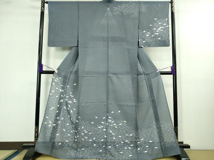 平和屋着物＊極上 夏物 訪問着 紗 葉尽くし 薄花色地 銀彩 逸品 未使用 DZAB4138kh6