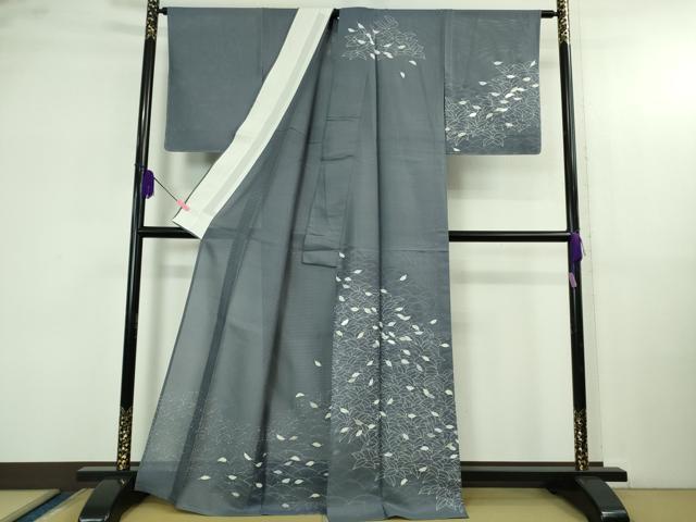 平和屋着物＊極上 夏物 訪問着 紗 葉尽くし 薄花色地 銀彩 逸品 未使用 DZAB4138kh6