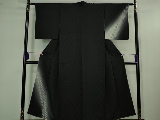 平和屋着物●極上　訪問着　草葉文　黒地　暈し染め　金彩　逸品　未使用　DZAB4140kh6