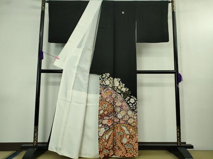 平和屋着物●極上　十七代京屋林蔵　黒留袖　刺繍　辻が花　暈し染め　逸品　DZAB4143kh6