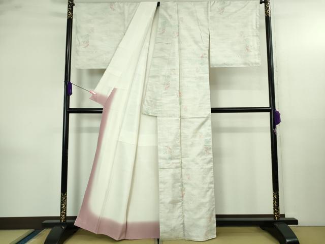 平和屋着物●極上　本場大島紬　白大島　7マルキ　創匠きゅうの　久野織物謹製　舞蝶文　証紙付き　逸品　未使用　DZAB4149kh6