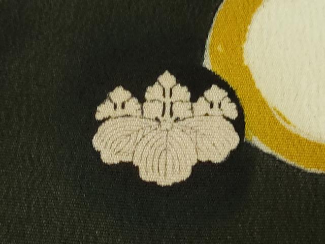 平和屋本店●極上 アンティーク 大正ロマン 振袖 駒刺繍 扇面松竹梅 黒地 金彩 逸品 DZAB4151kh6