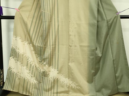平和屋着物●極上　世界的友禅作家　千地泰弘　本場染大島紬　訪問着　笹竹　逸品　未使用　DZAB4157kh6