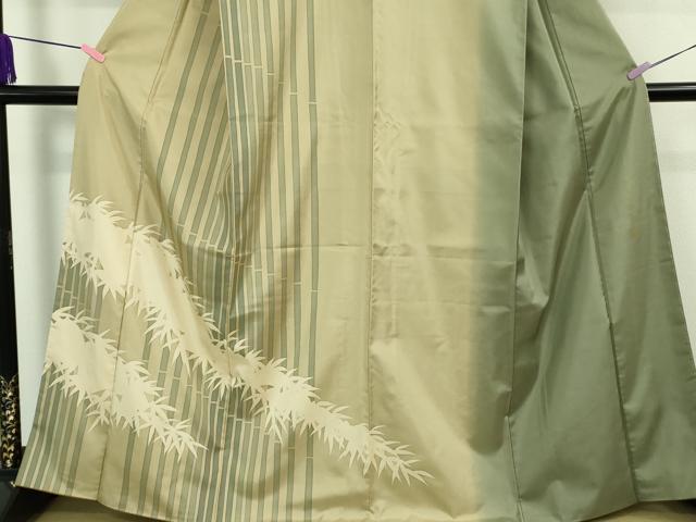 平和屋着物●極上　世界的友禅作家　千地泰弘　本場染大島紬　訪問着　笹竹　逸品　未使用　DZAB4157kh6