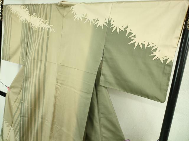 平和屋着物●極上　世界的友禅作家　千地泰弘　本場染大島紬　訪問着　笹竹　逸品　未使用　DZAB4157kh6