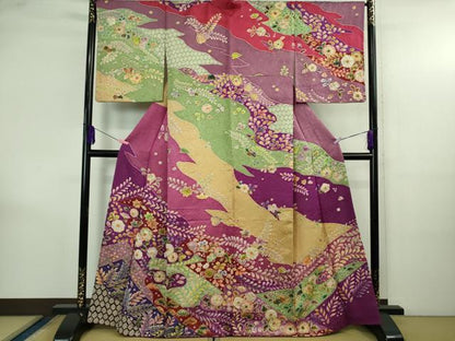 平和屋本店●極上 訪問着 作家物 辻が花 金通し地 鈴乃屋扱い 逸品 DZAB4158kh6
