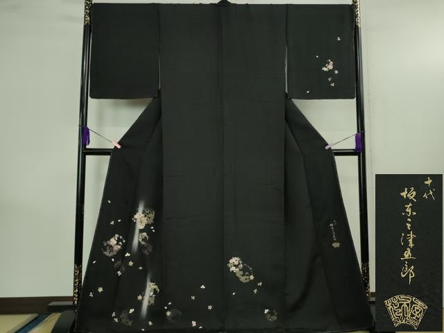 平和屋着物●極上　十代目 歌舞伎役者 坂東三津五郎　訪問着　花丸文　蝉色地　暈し染め　やまと誂製　ロング丈　逸品 未使用　DZAB4160kh6