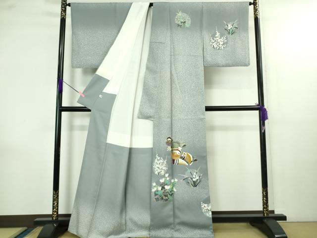 平和屋本店●極上　人間国宝　羽田登喜男　TOKIOetTOKI　訪問着　鴛鴦　花丸文　たたき染め　逸品　DZAB4163kh6