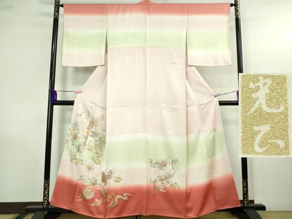 平和屋本店●極上 金彩友禅 卓越技能者・名工・和田光正 訪問着 更紗花文 暈し染め 金銀彩 逸品 DZAB4164kh6
