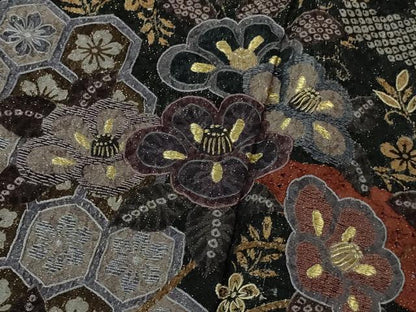 平和屋着物●極上　中国三大刺繍　スワトウ刺繍　汕頭刺繍　訪問着　草花文　暈し染め　金糸　金通し地　逸品　DZAB4165kh6